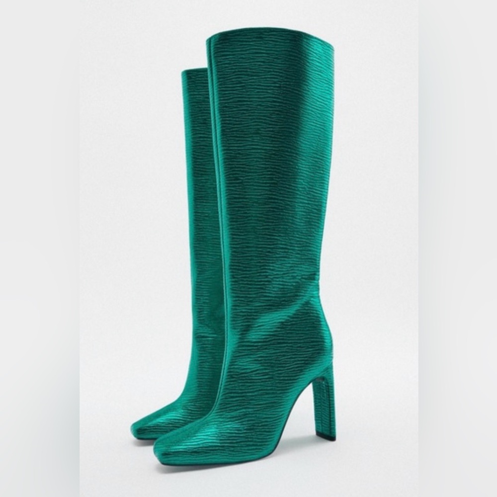 Zara Vibrant Teal Heeled Boots